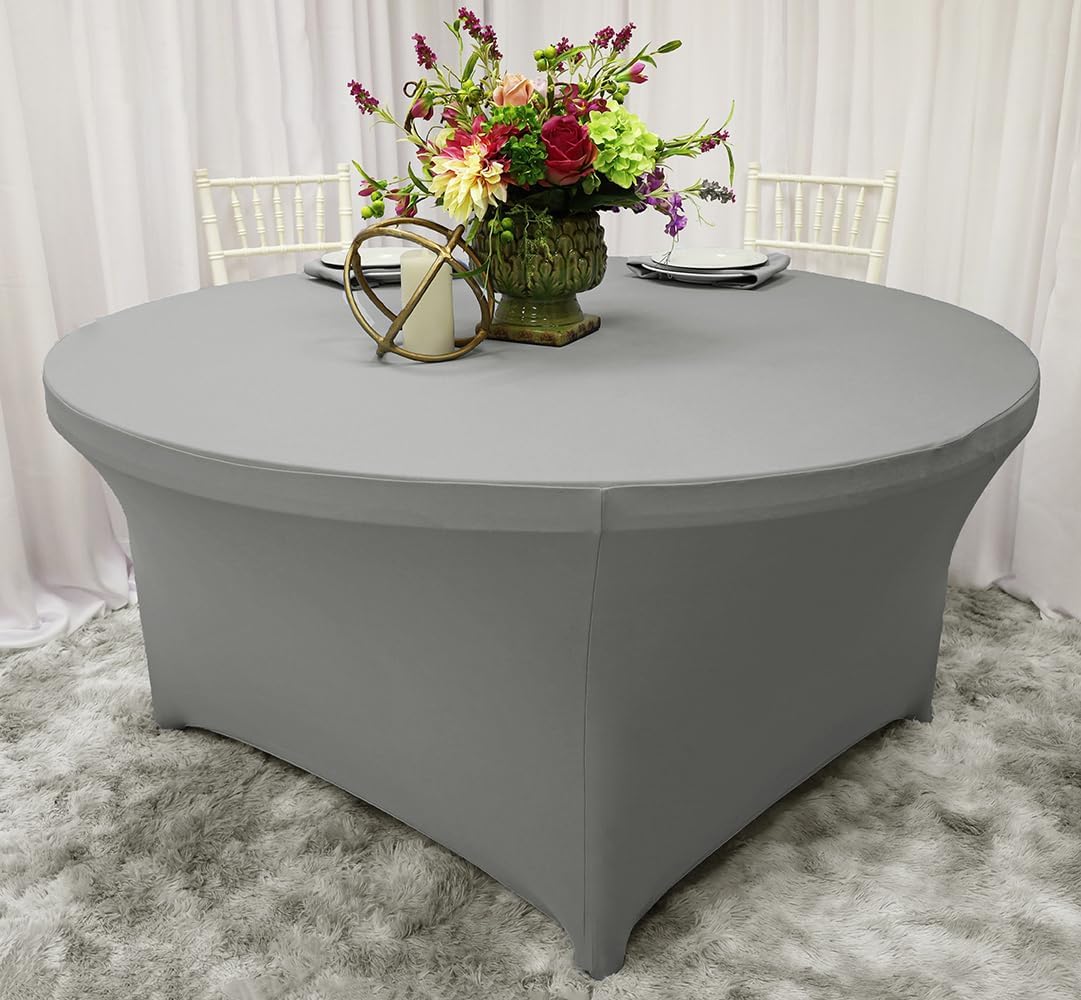 Wedding Linens Inc 4 FT Silver Stretch Table Cover