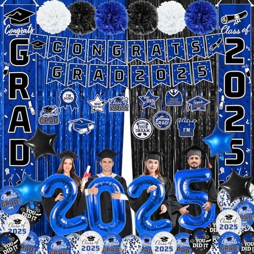 2025 Graduation Party Decorations Blue Set