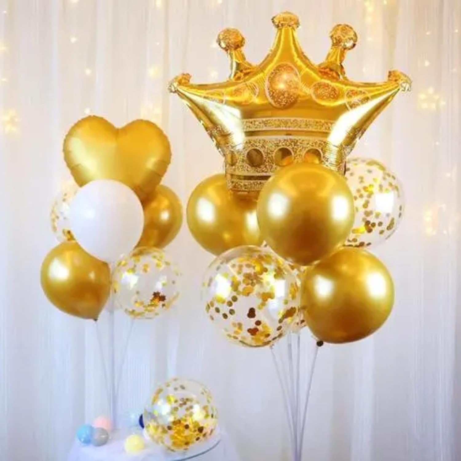 4Pcs Gold Crown Foil Balloons for Weddings and Parties