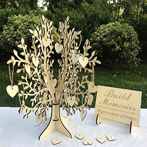 NUPTIO Rustic Guest Book Alternative with Heart Drop Box