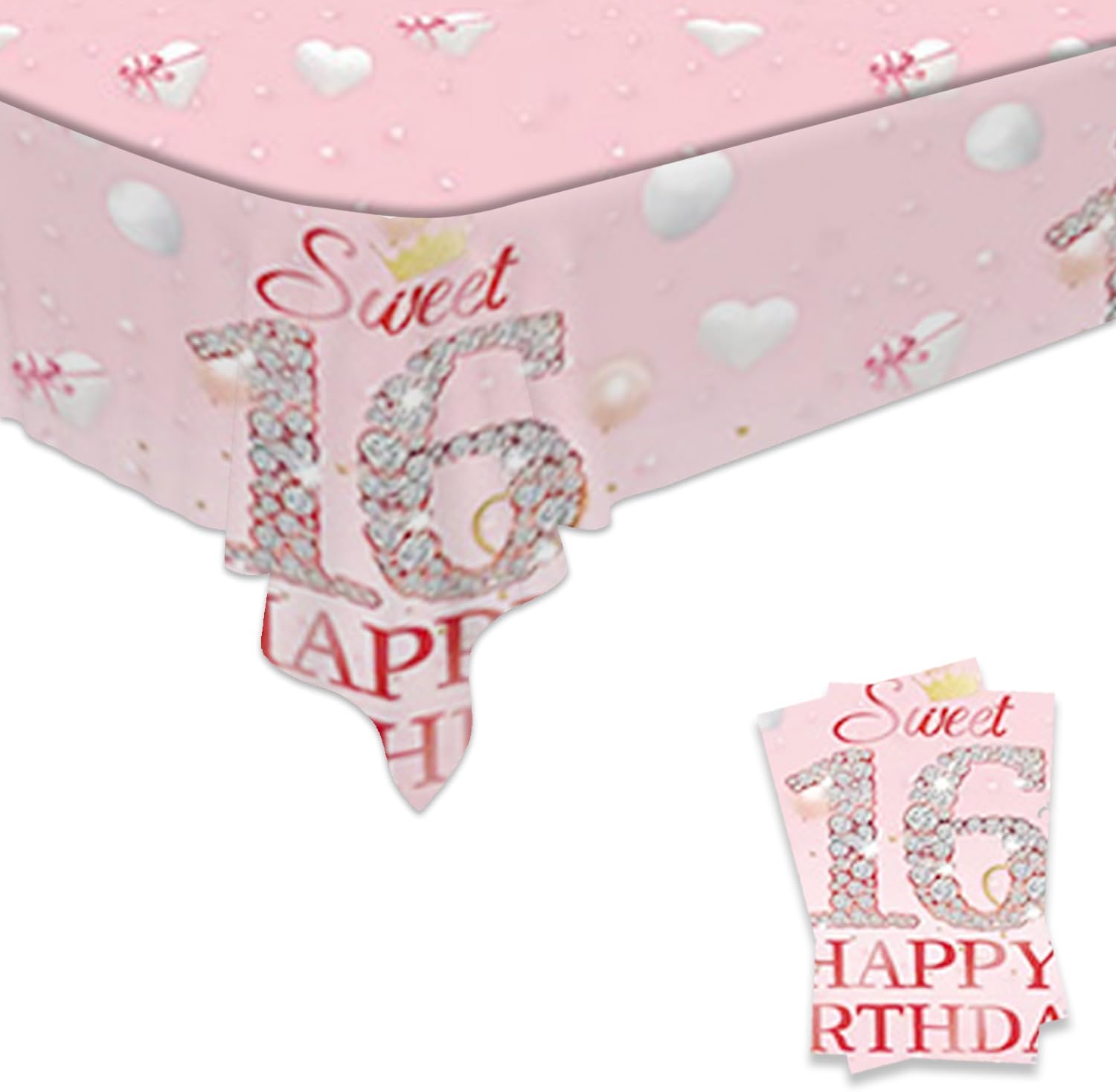 2 Pack Rose Gold Patriotic Tablecovers for Sweet 16 Birthday Celebrations