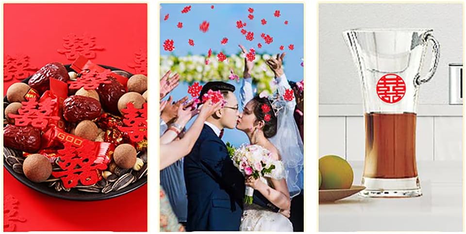 Qweqwe Double Happiness Confetti Wedding Decor 120pcs