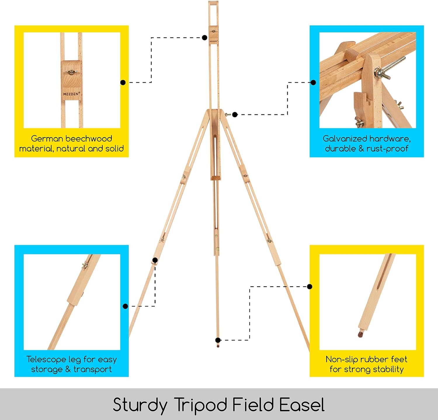 MEEDEN Universal Tripod Easel with Carrying Case - 34 Inch Canvas Holder