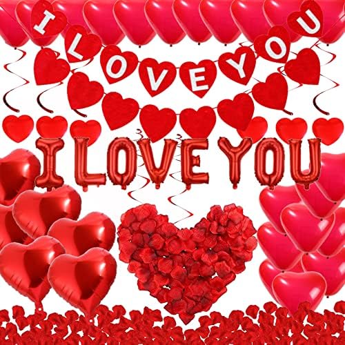 Rainmae Valentine Balloons Kit with 1000 Silk Rose Petals