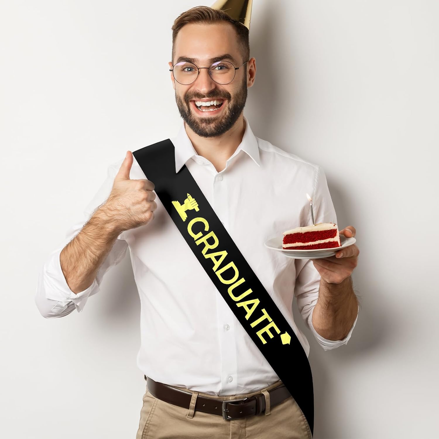 Graduation Sash with Gold Fonts for Graduate Students