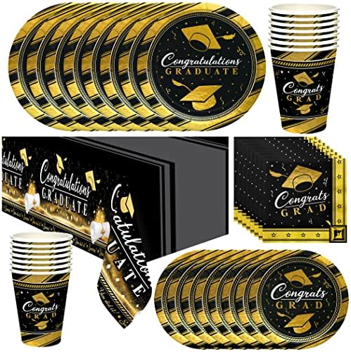 Treasures Gifted Gold Graduation Decor Set - 24 Piece Party Pack