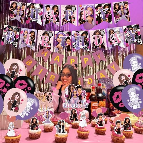 Cartoon Delicacy Girl Birthday Decor Set Pink