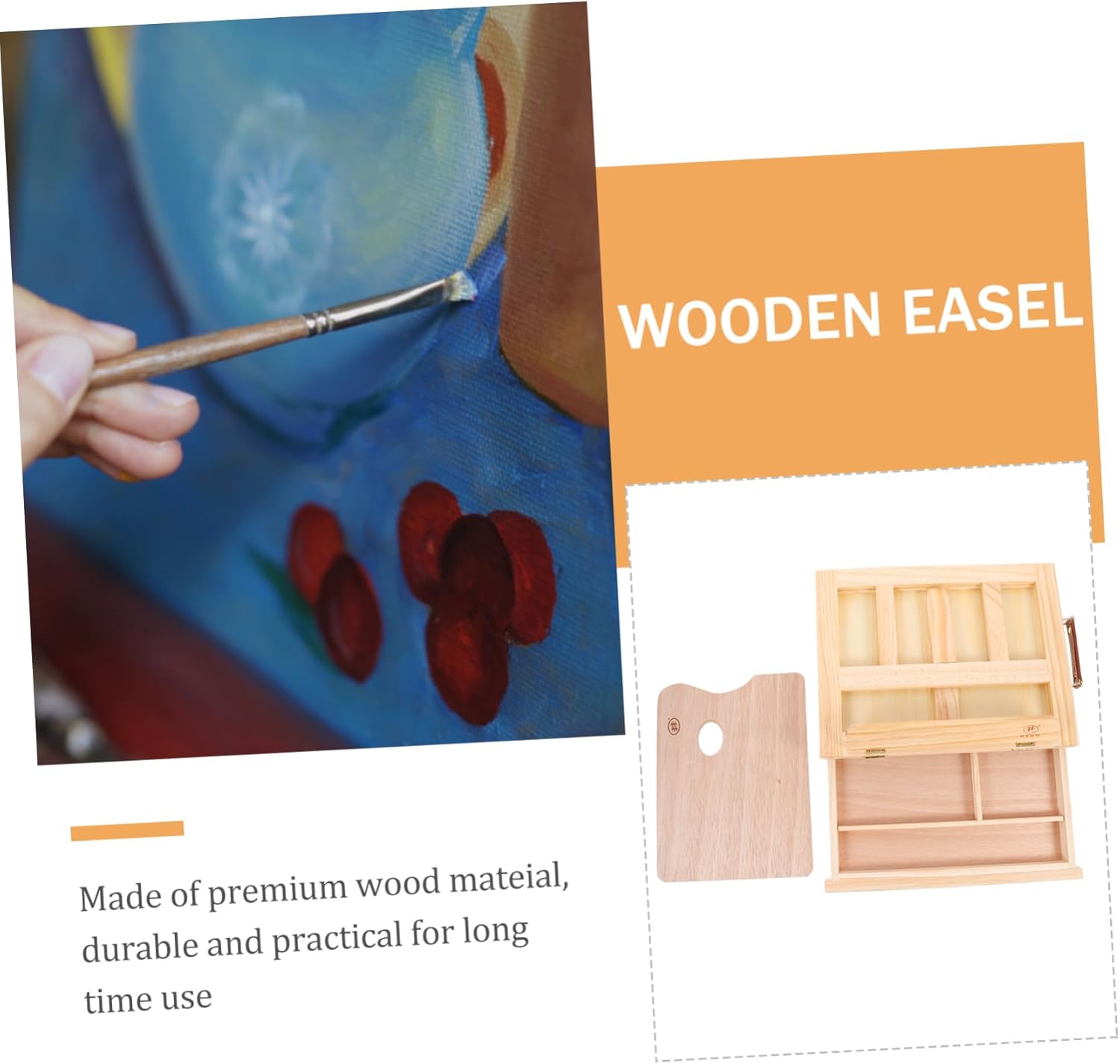 Portable Wooden Easel with Drawer for Art and Photos