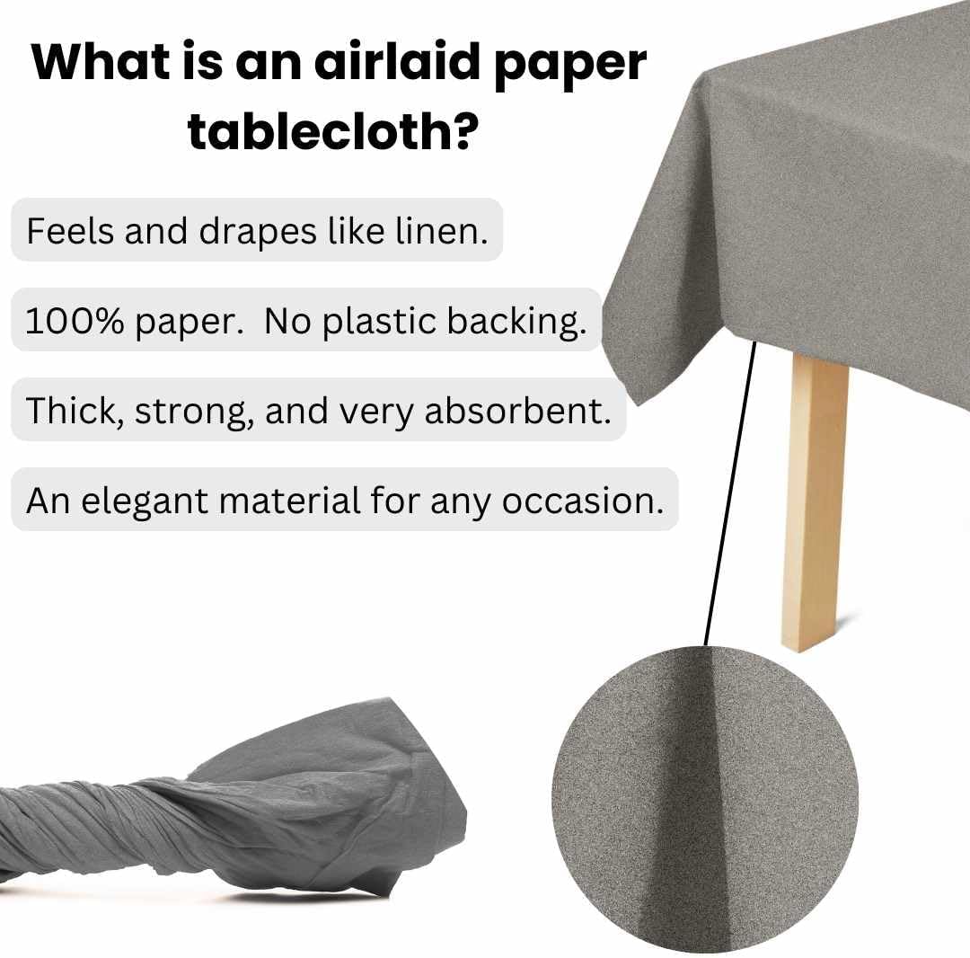 Fair Goods Airlaid 100 Paper Tablecloths 1 Pack Silver 70 X 48