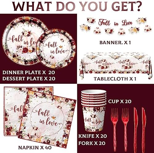 Lenyunge Fall Bridal Shower Party Decor 142pcs Set