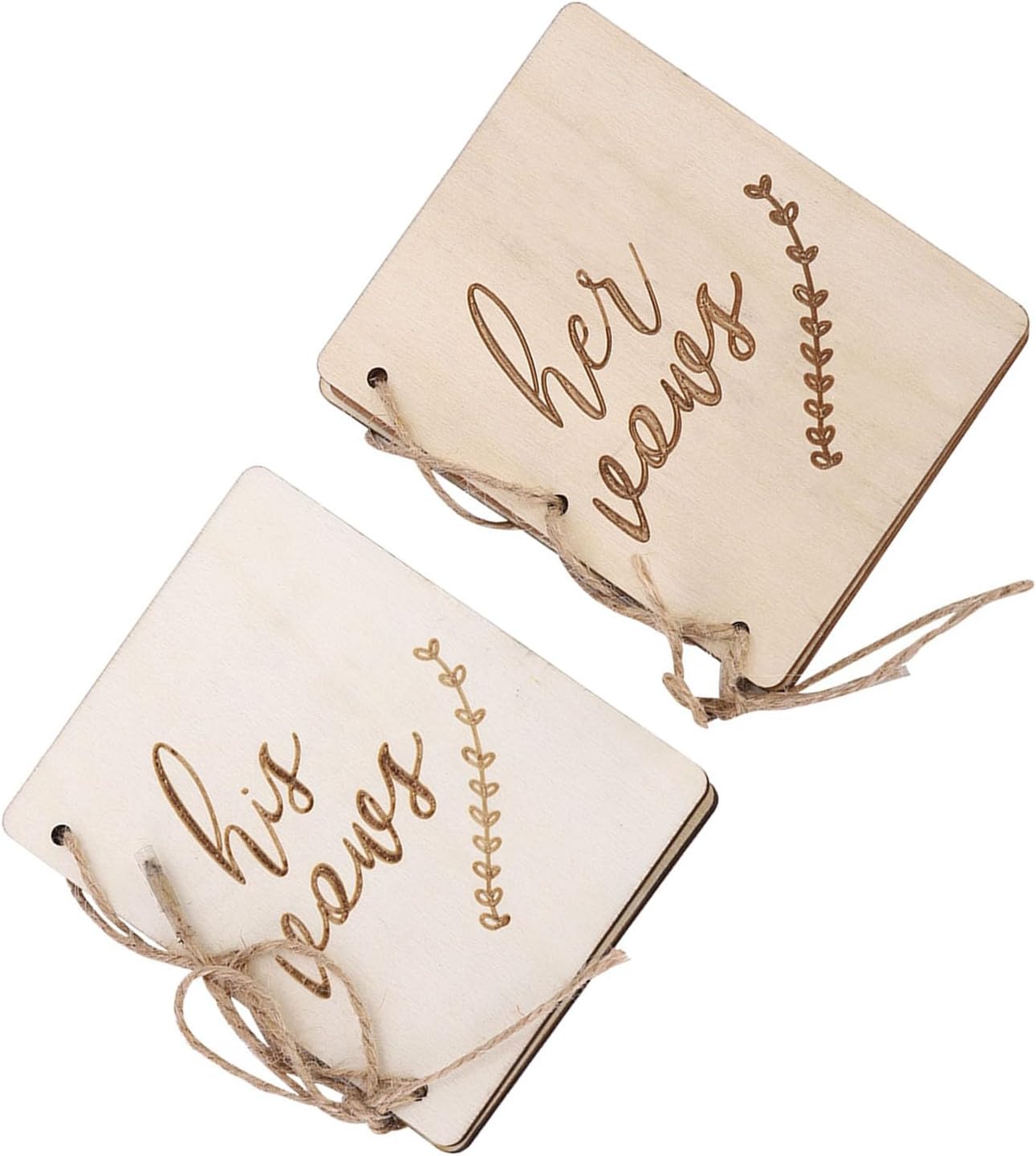 Haofy Wedding Vow Booklets 2pcs Wooden Decorative Guestbook Props