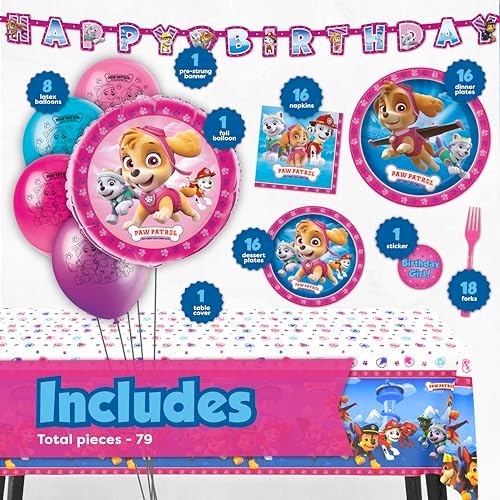 Skye Paw Patrol Birthday Party Kit Serves 16