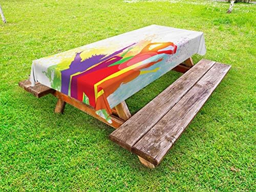 Ambesonne Retro 58x104 Tablecloth Multicolor Waterproof