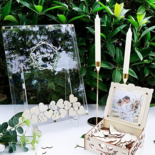 AerWo Wedding Guest Book Alternative with Stand and Hearts