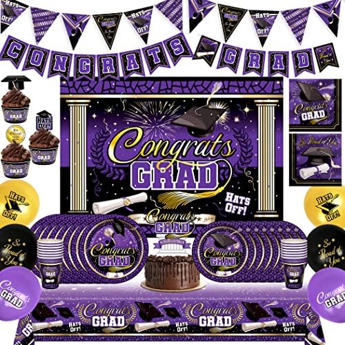 Treasures Gifted Purple Graduation Decor Set for 24 Guests