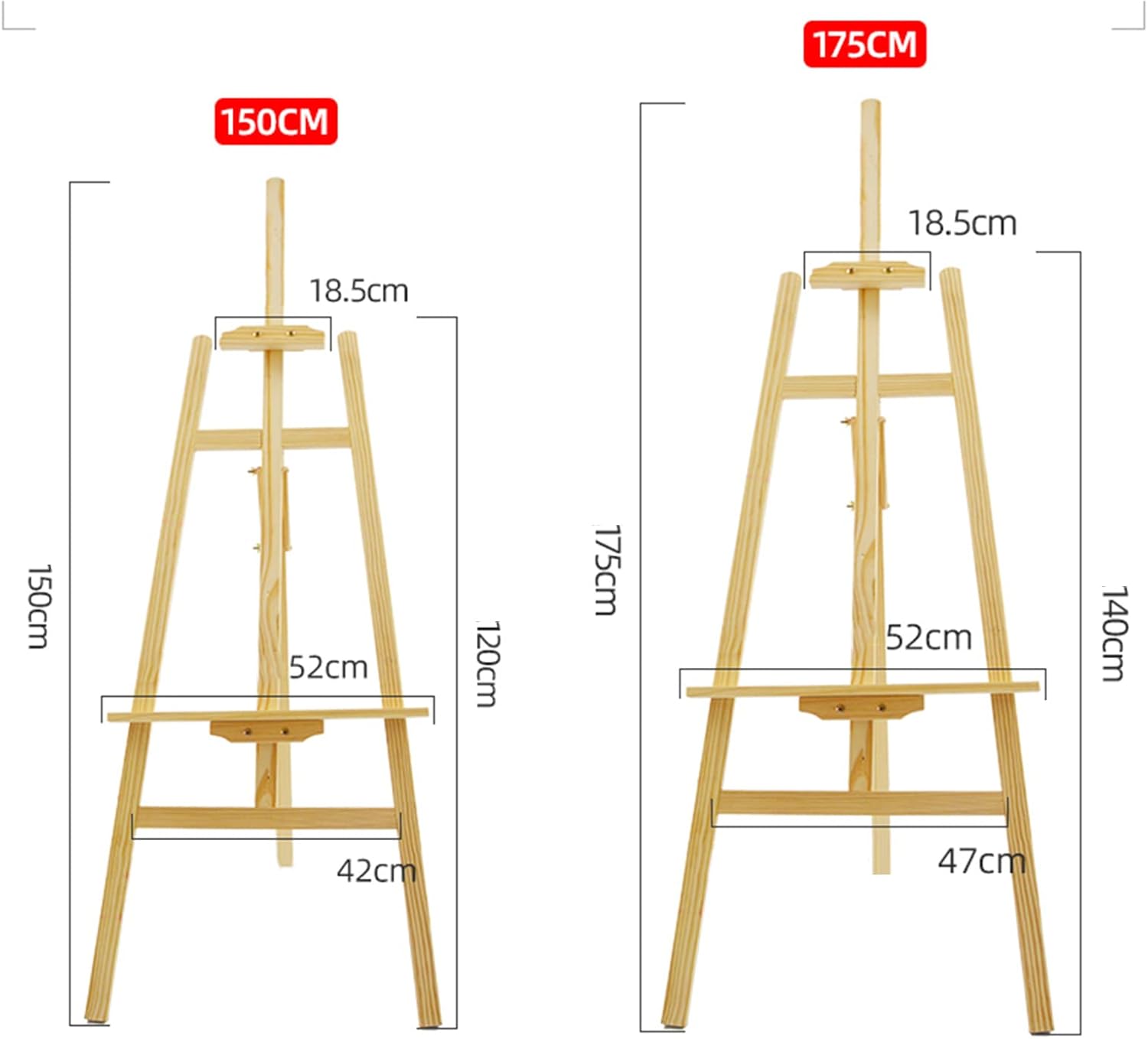 150cm Tall Wooden A-Frame Easel Stand for Painting and Display