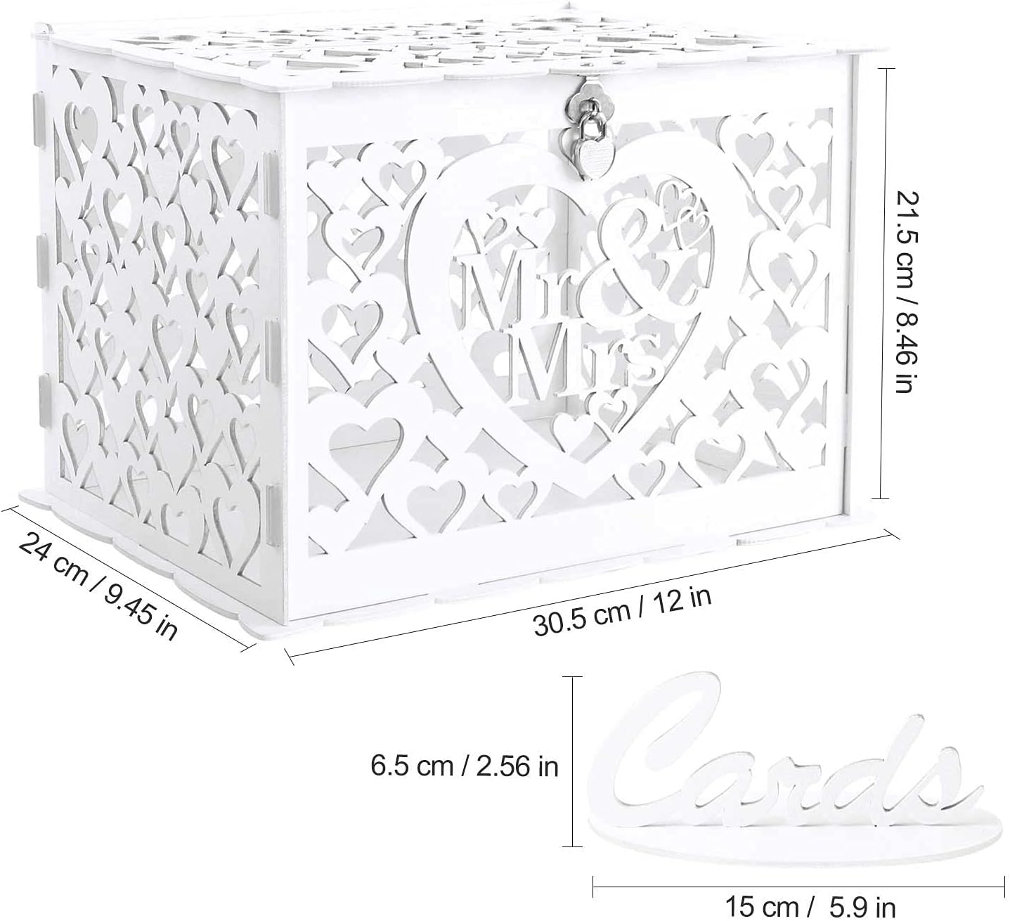 Ywlake Wedding Card Box Holder with Sign Mr Mrs Style