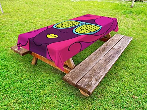 Ambesonne Hippie Outdoor Tablecloth 58x84 Multicolor