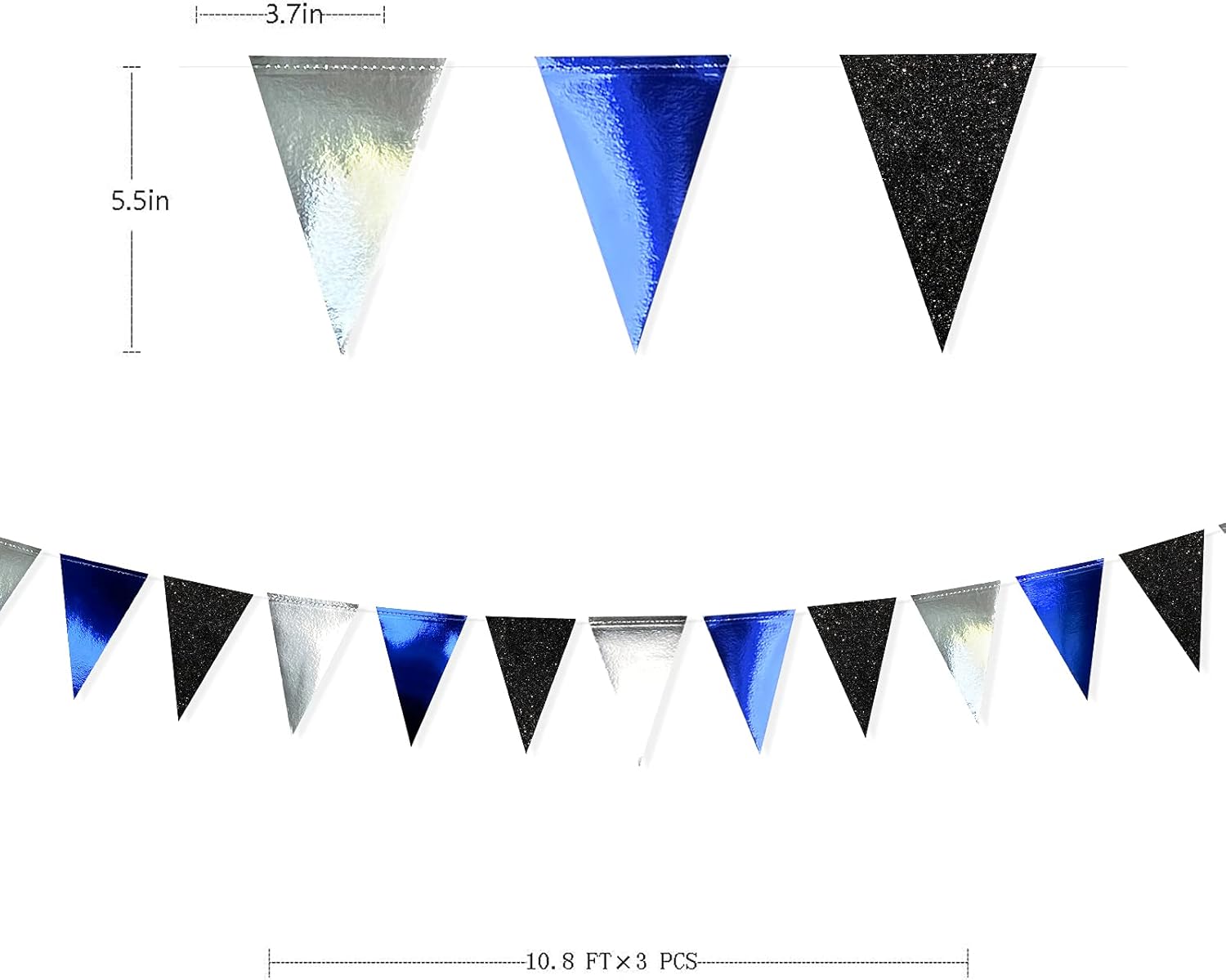 30 Ft Royal Blue Triangle Flag Bunting for Parties