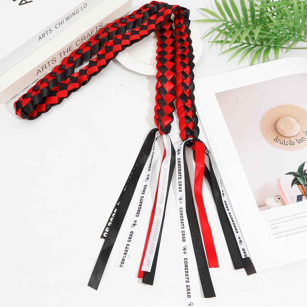 2025 Graduation Leis Red Black Double Braided Cord