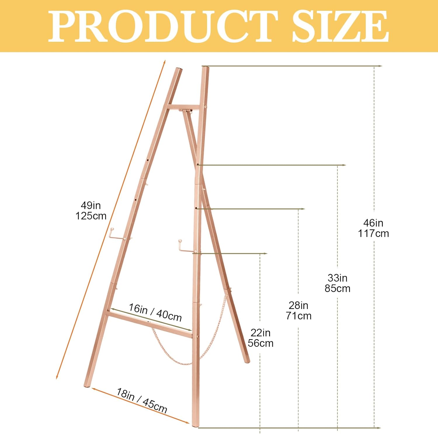 Rose Gold 50 Inch Adjustable Easel Stand for Wedding Sign