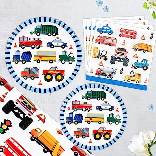 Traffic Cars Trucks Transportation Party Ware Set for 20 Guests