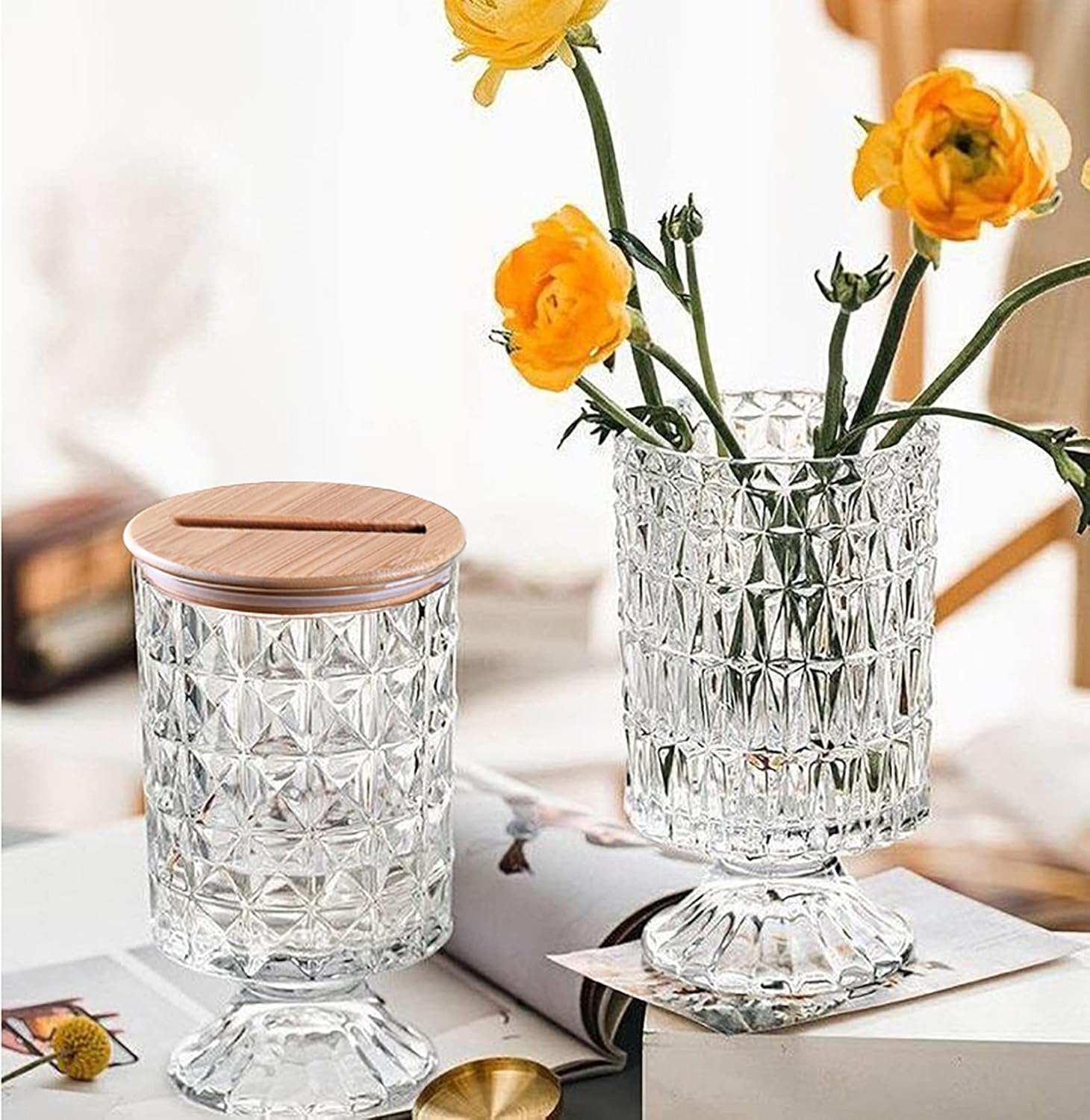 CHENGXINWENHUA Wedding Wishing Jar with 120 Heart Shaped Cards
