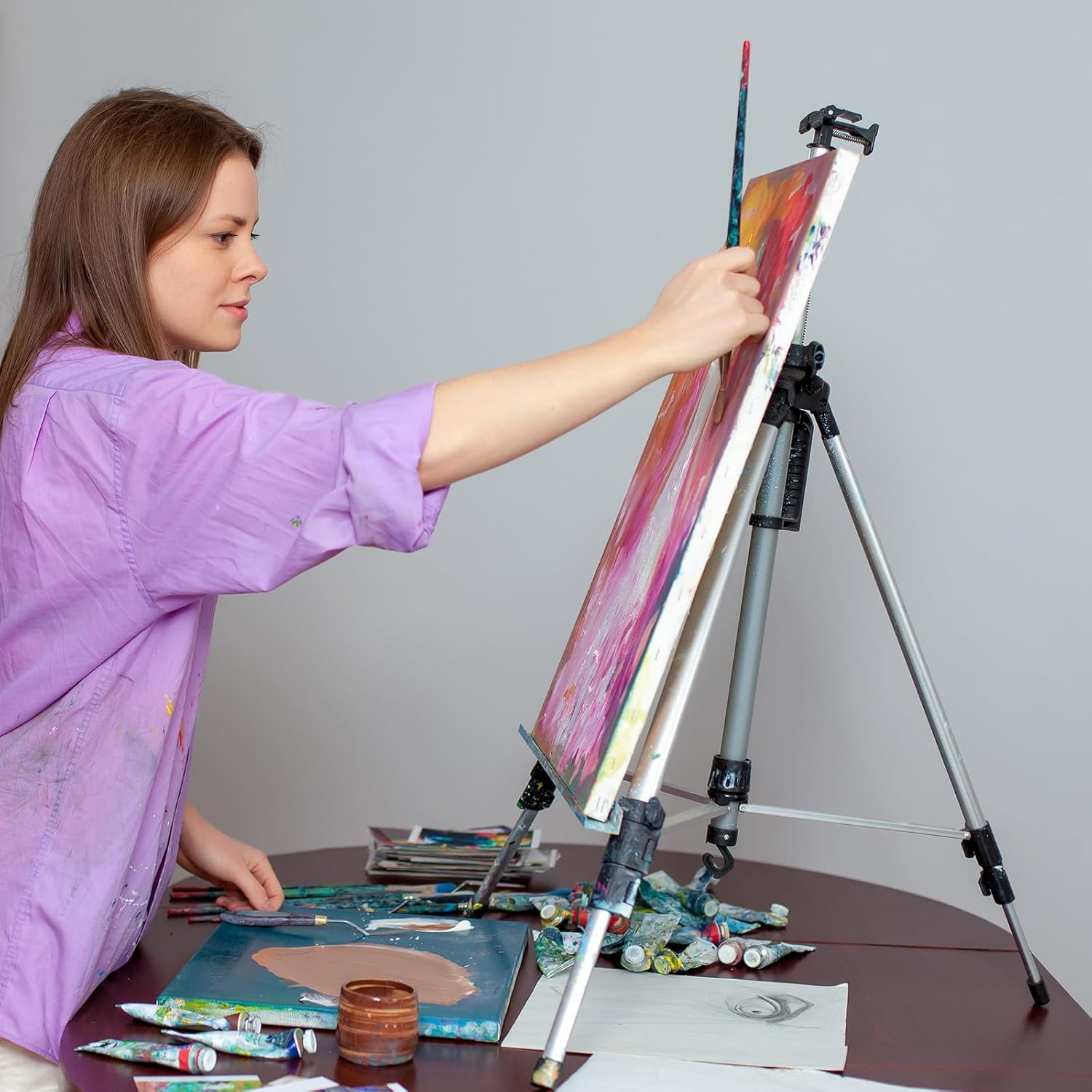 PATIKIL Artist Easel Stand with Detachable Tray Green Adjustable Height 20-61 Inch