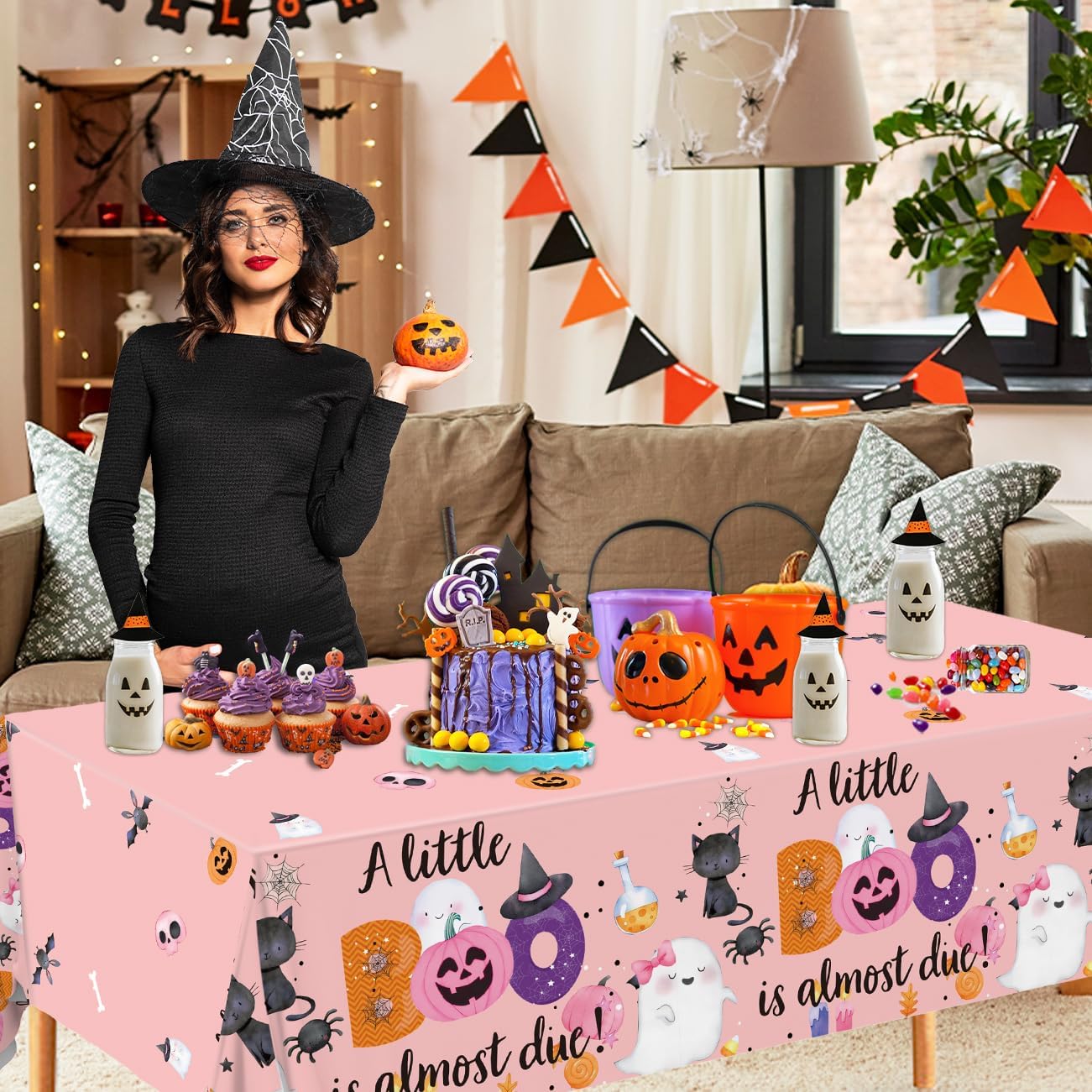 3 Pack Halloween Baby Shower Decor Tablecloths for Girls