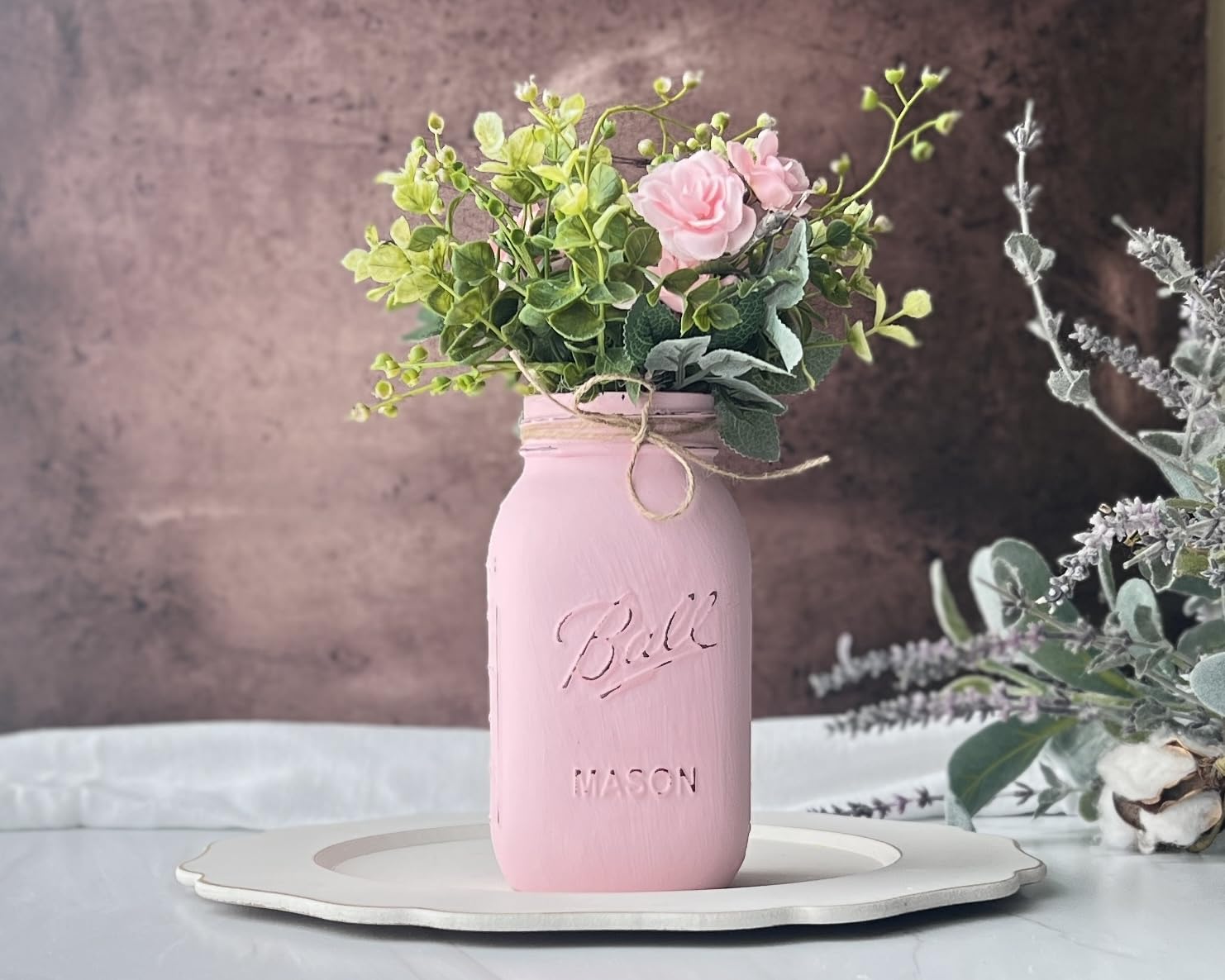 Set of 5 Painted Mason Jars Rustic Centerpieces for Weddings and Events