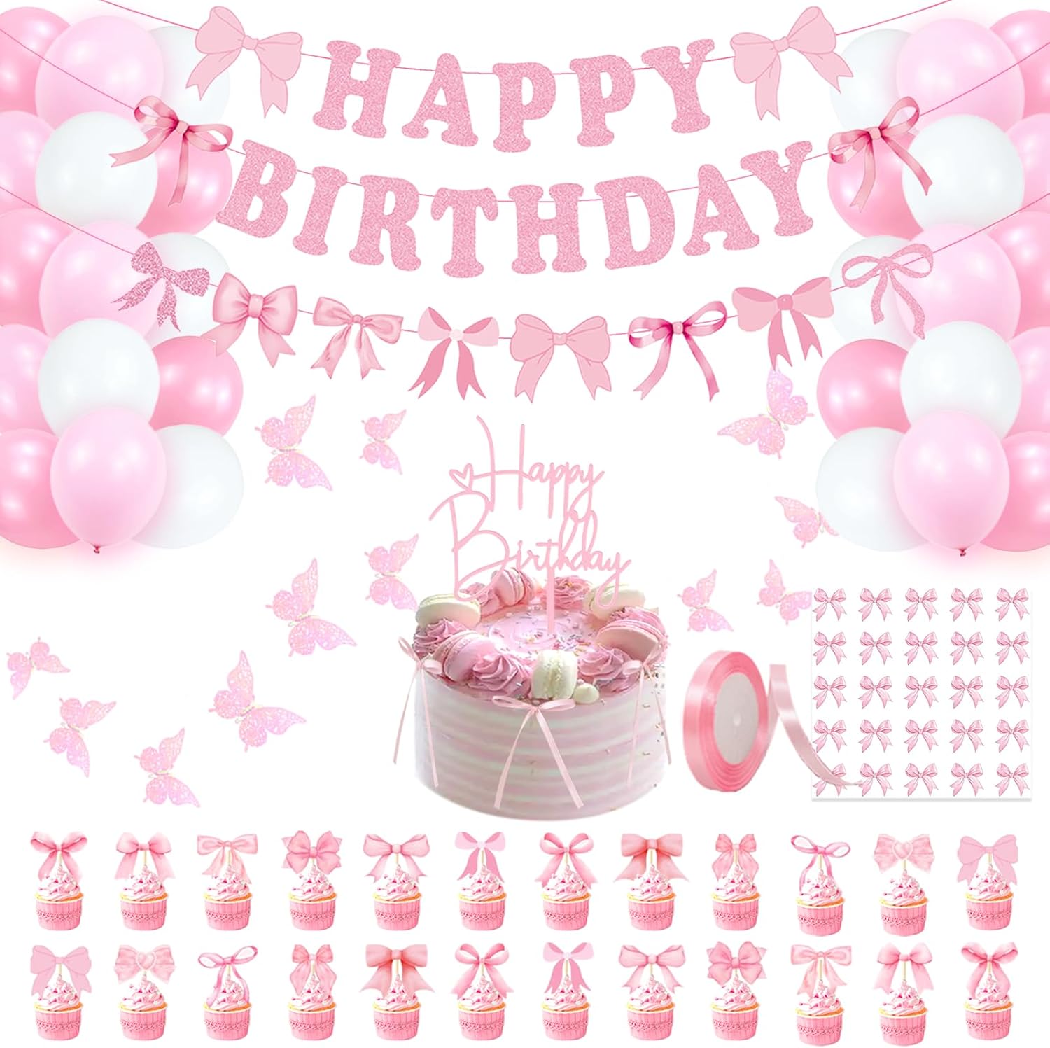 Pink Bow Coquette Birthday Decor Kit
