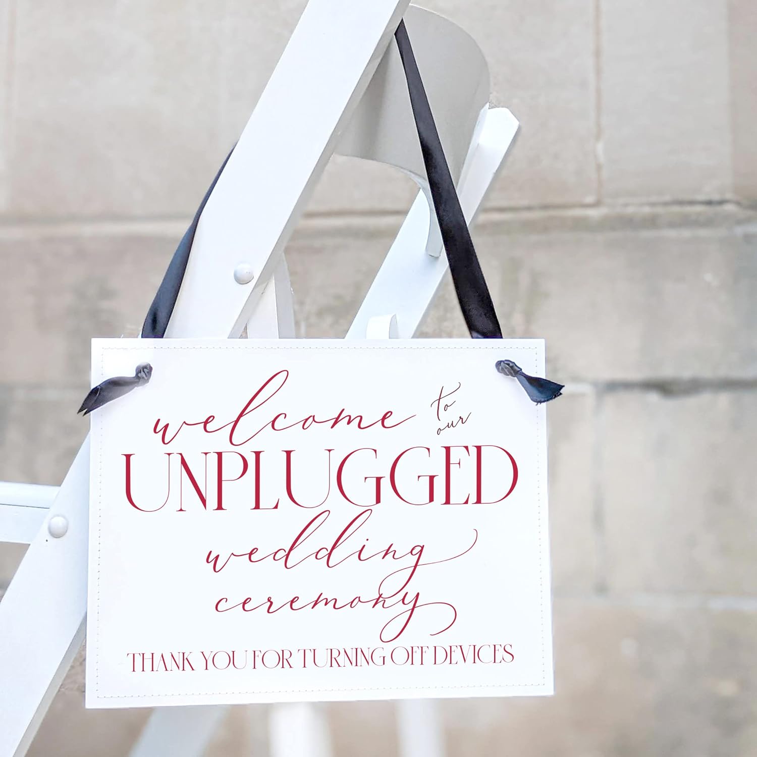 Welcome to Our Unplugged Wedding Ceremony Sign - 11x85 Inches