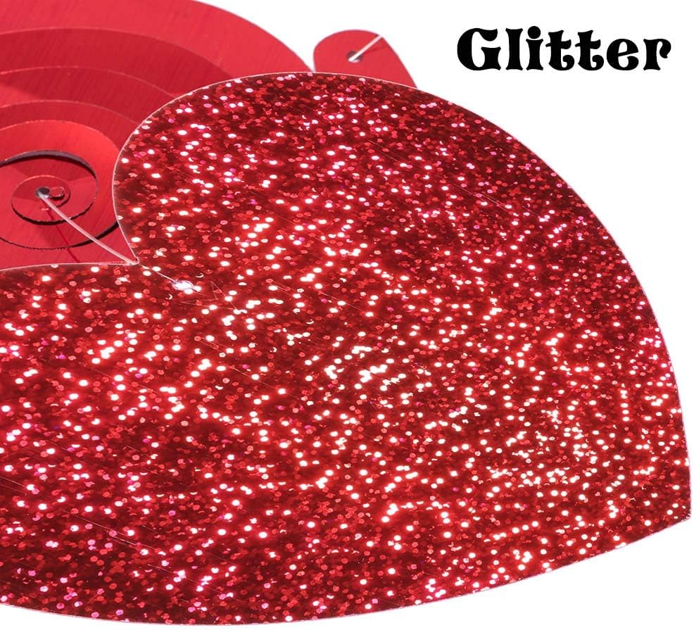 Valentines Day Glitter Heart Swirl Hanging Decorations 30 Ct