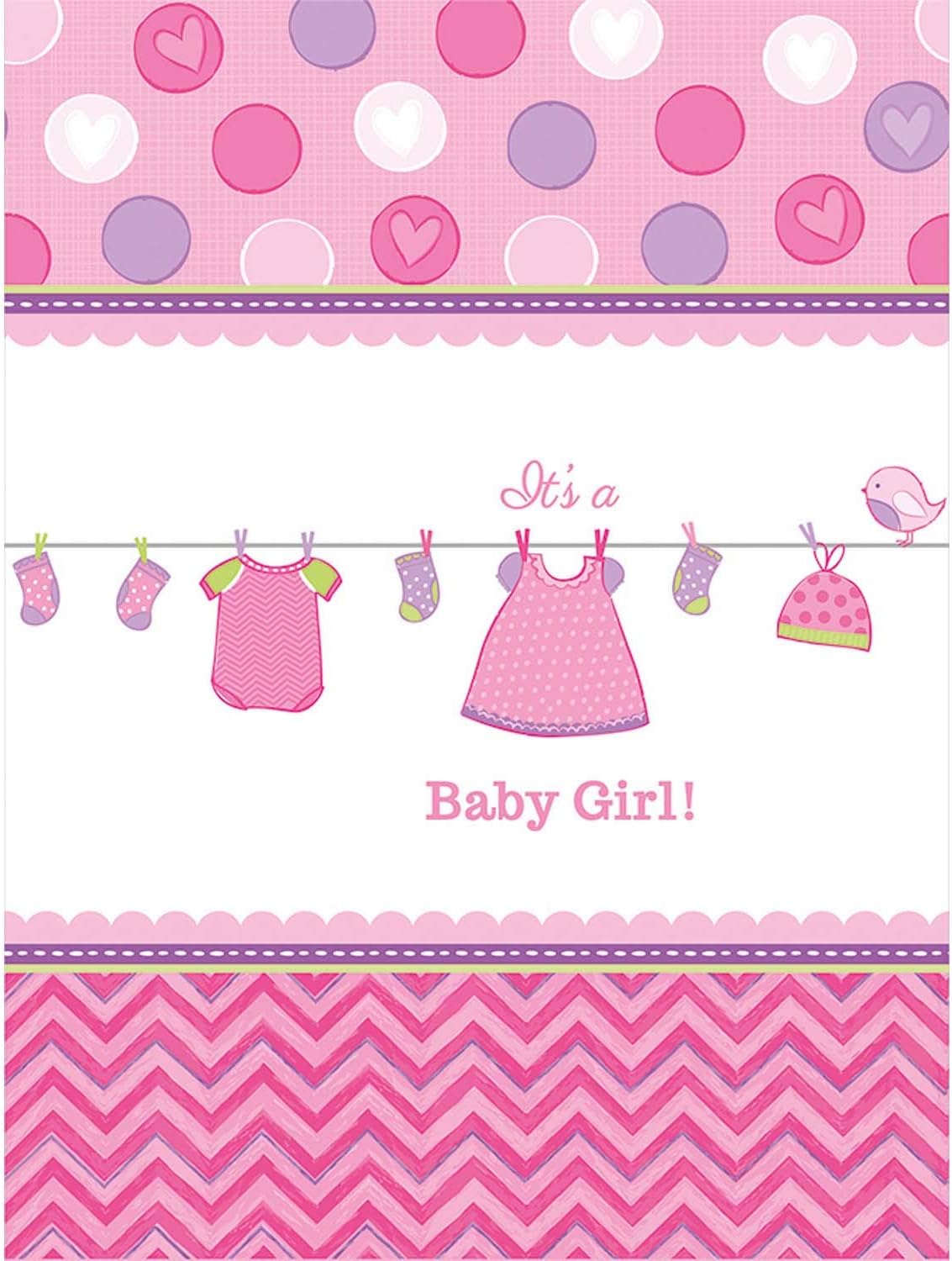 Amscan Shower with Love Girl Plastic Table Cover 54 x 102