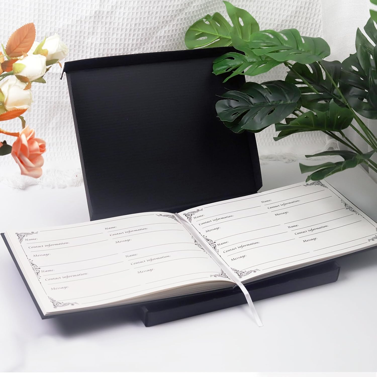 Black Heart Tree Funeral Guest Book 82 Pages