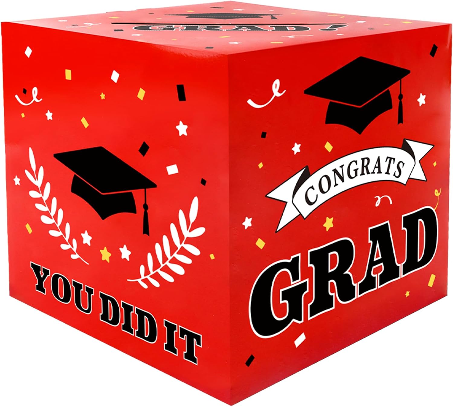 2025 Graduation Card Box - Red Decorative Holder for Party