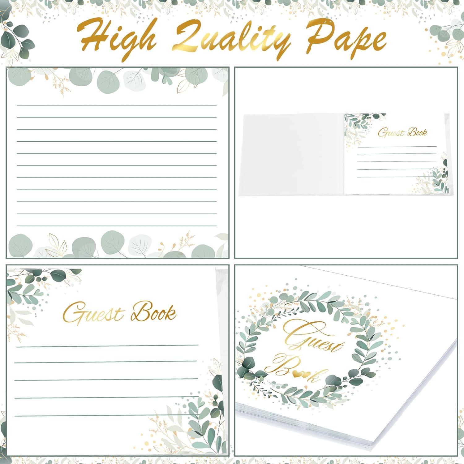 Geyee 3 Pcs Wedding Guest Book Set with Pen Holder