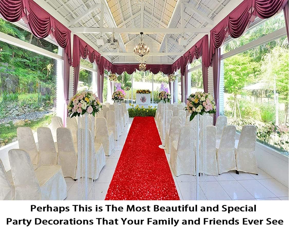 ShinyBeauty Red Sequin Aisle Runner 3FTx15FT