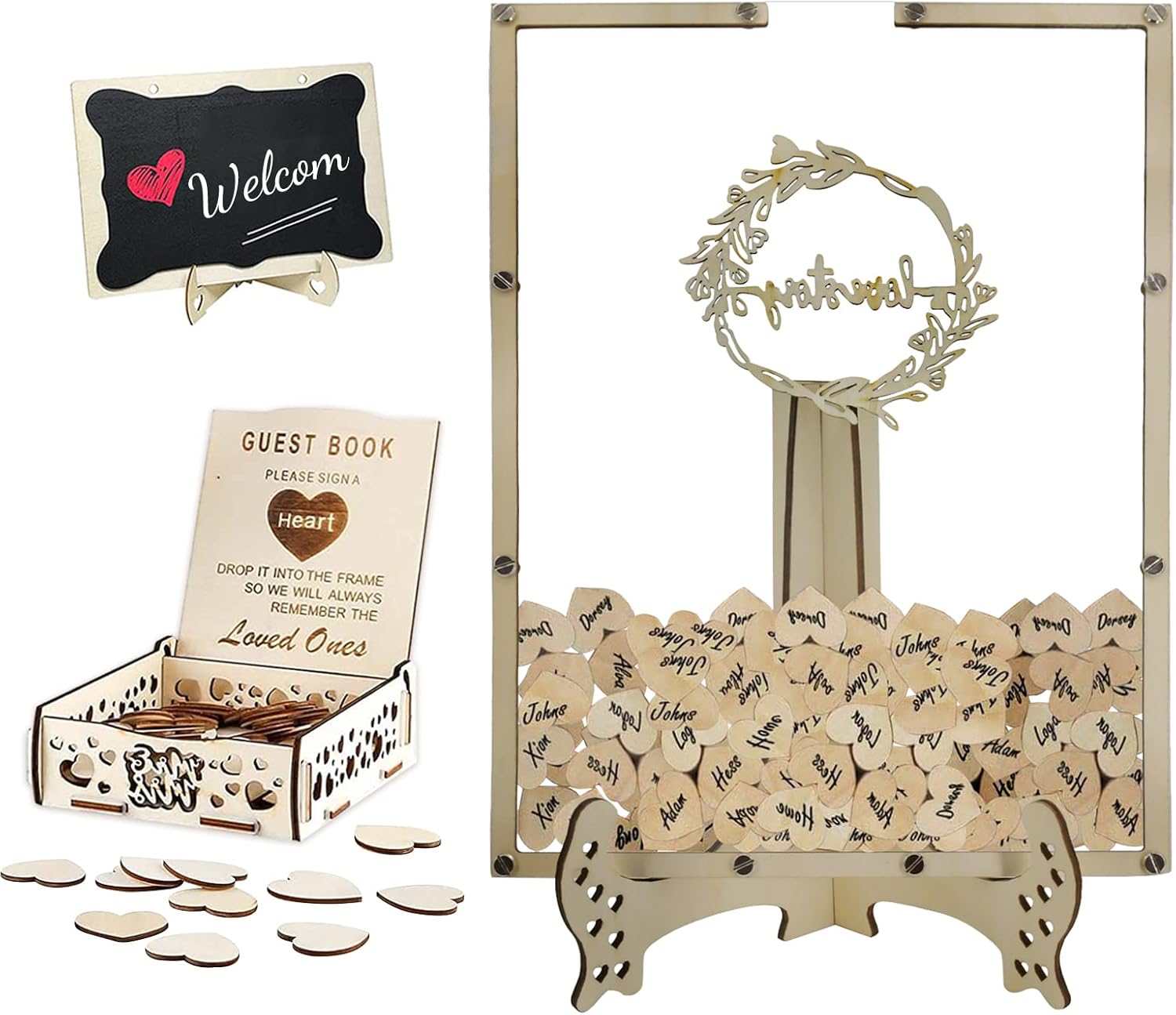 Heart Wedding Guest Book Alternative with Stand