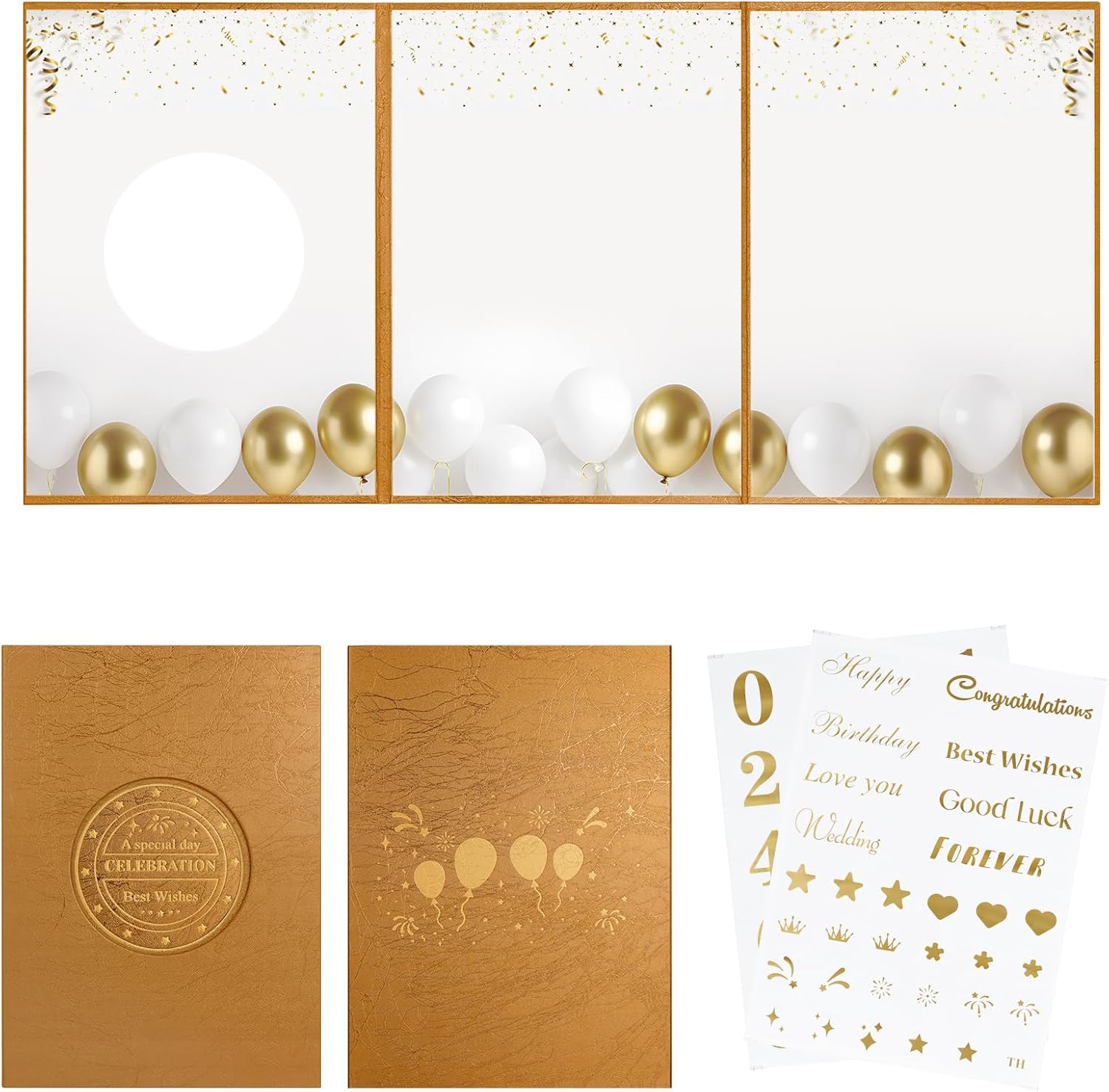 Irene Dark Gold Guest Book with Stickers for Parties