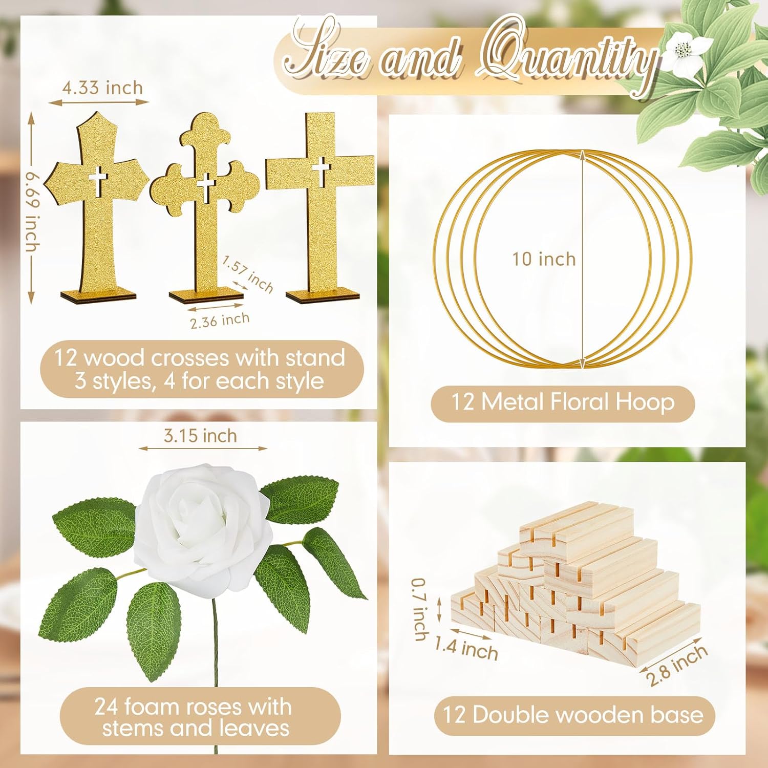 Wesiti 48 Pcs Baptism Centerpiece Table Decoration Set