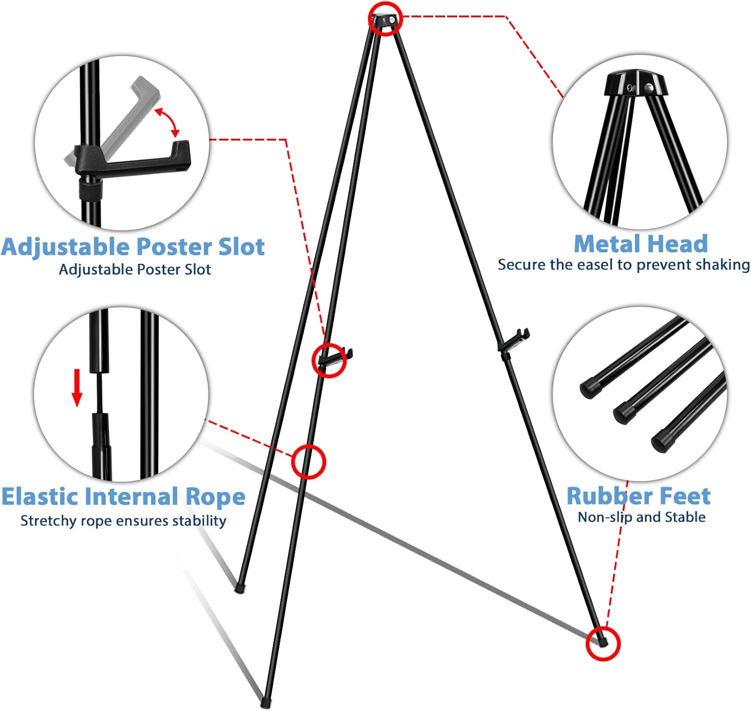 Thickened Metal Easel Stand for Sign 65 Inch Black 1 Pack