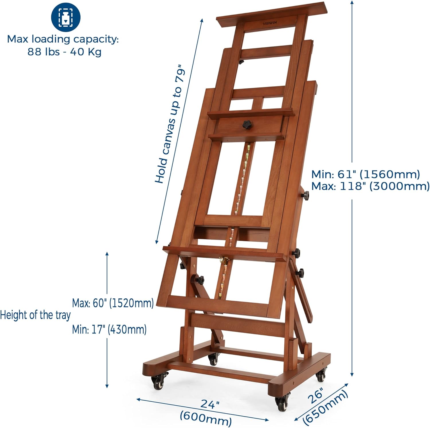 VISWIN Extra Large Heavy Duty H Frame Easel for Painting and Art