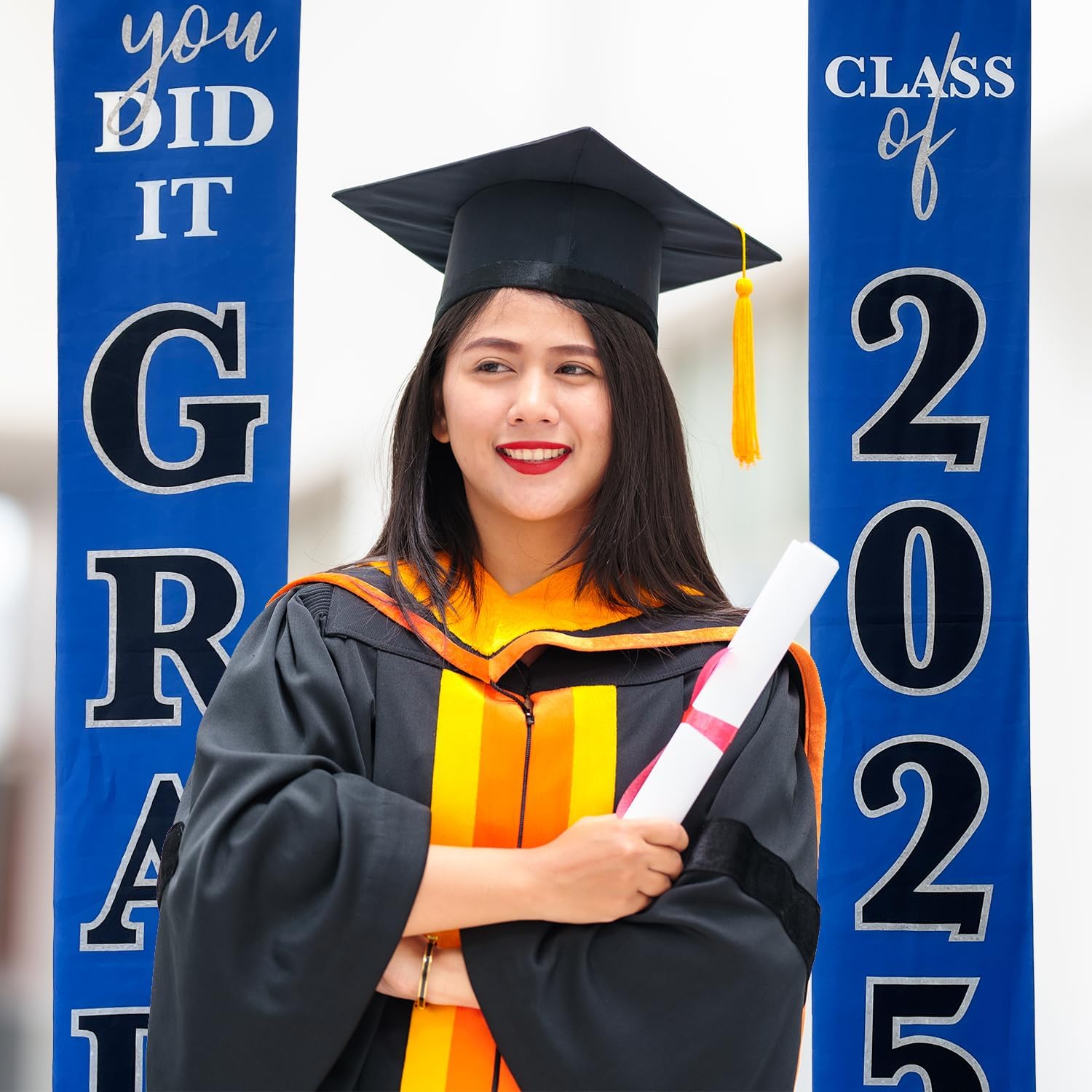 Class of 2025 Graduation Banner Black Gold 1