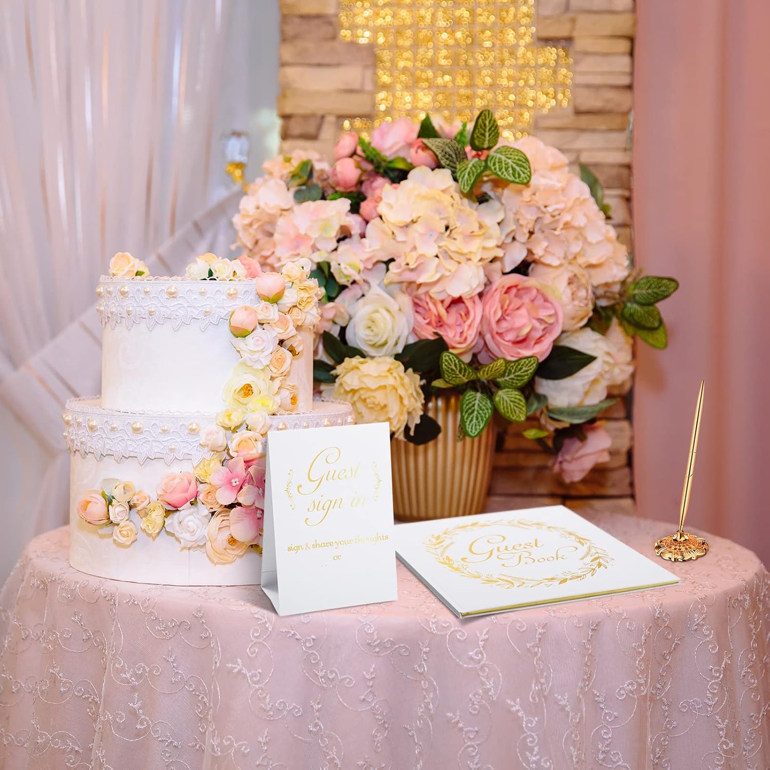 Wedding Guest Book with Pen and Table Cards 9x9 Inch
