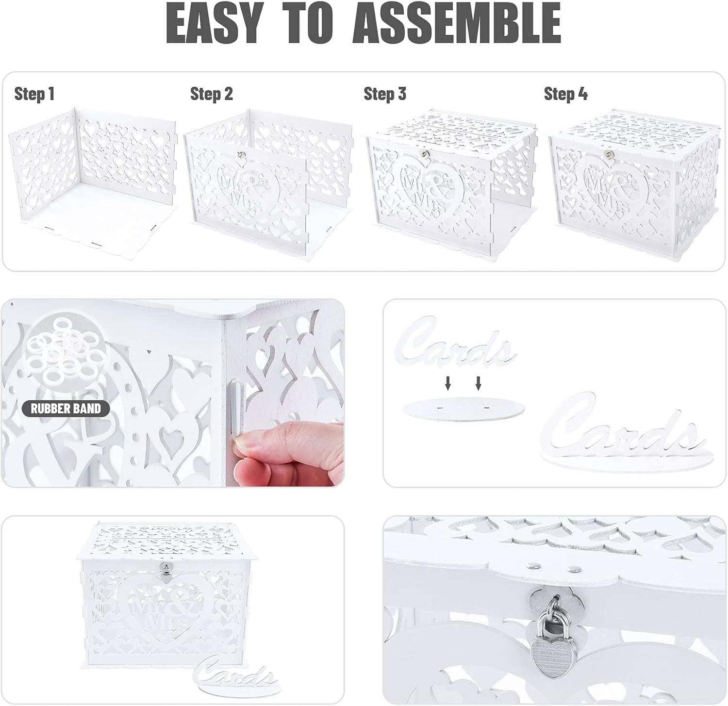 Ywlake Wedding Card Box Holder with Sign Mr Mrs Style