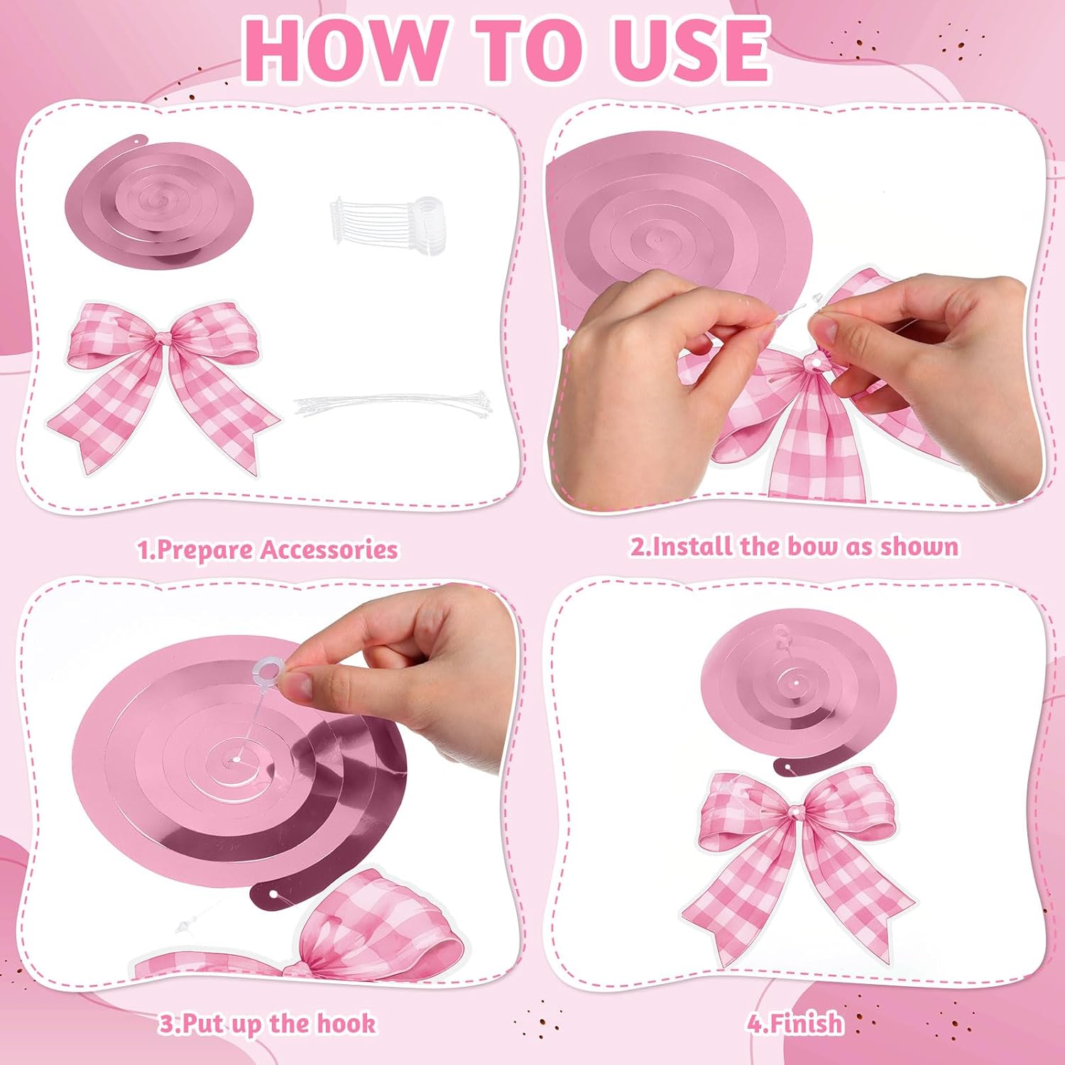 Pink Bow Birthday Party Decorations Set