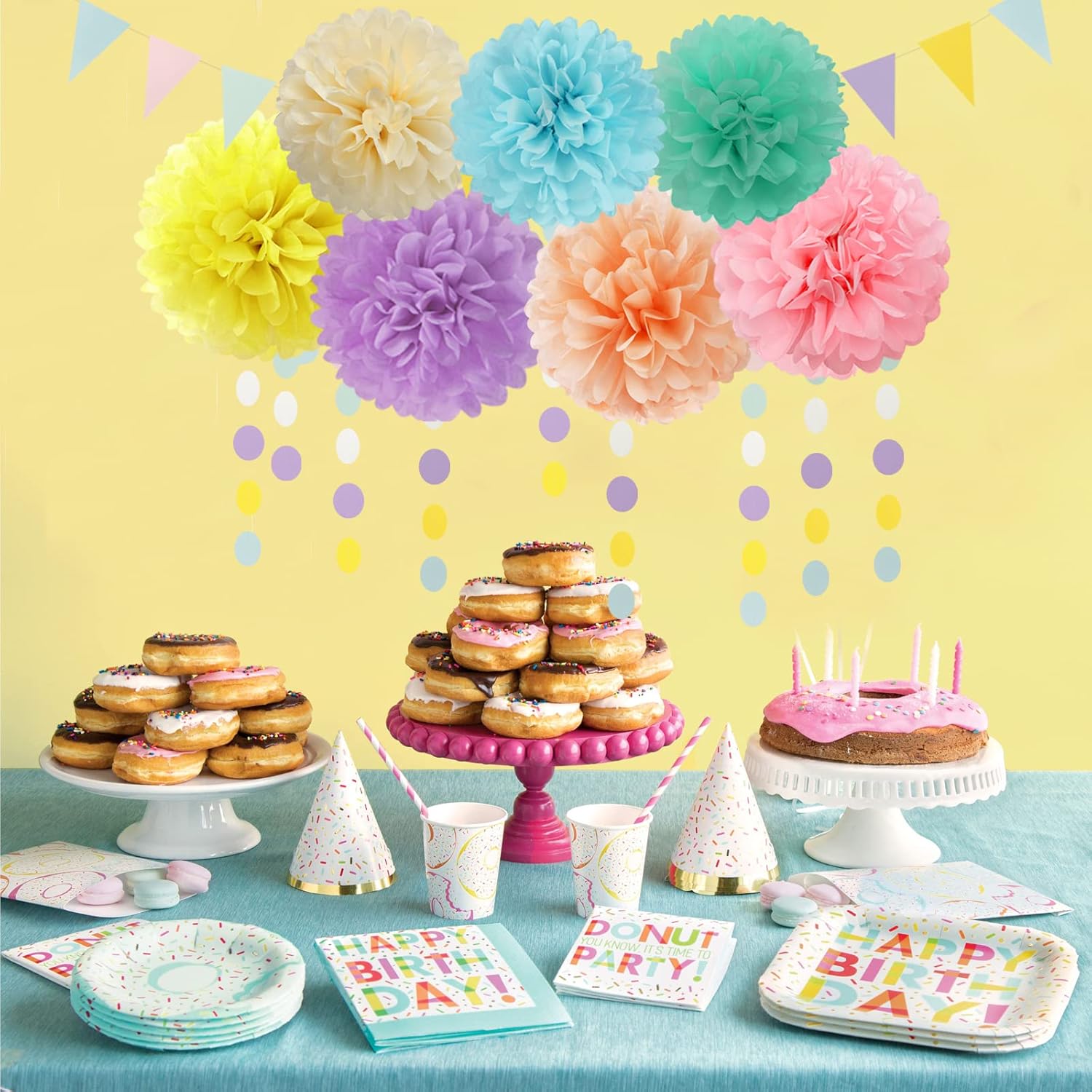 Lasting Surprise Pastel Rainbow Party Decor Kit 29pcs