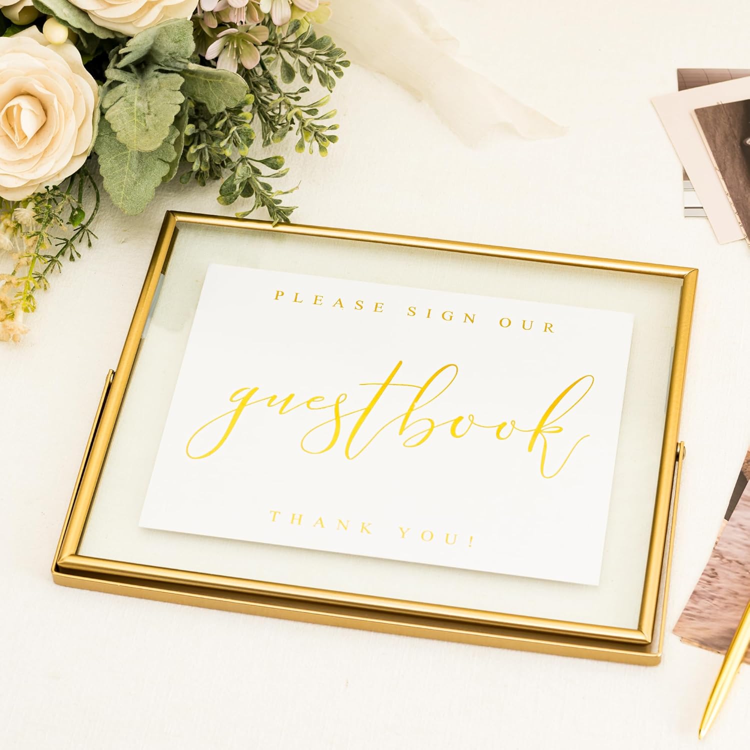 Calculs Gold Floating Picture Frame Wedding Guest Book