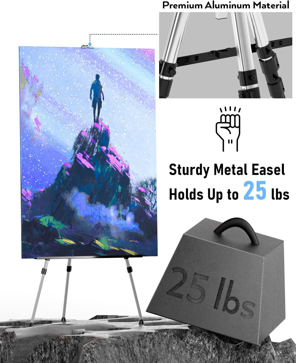 Nicpro 6 Pack Adjustable Aluminum Art Easel